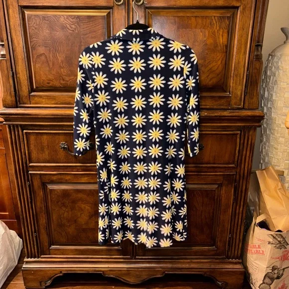 MSK Petite Retro Navy Floral Patterned Dress - Picture 2 of 4